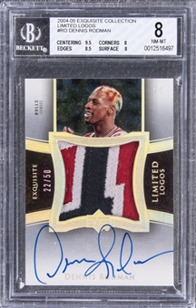 2004-05 UD "Exquisite Collection" Limited Logos #RO Dennis Rodman Signed Game Used Patch Card (#22/50) – BGS NM-MT 8/BGS 9 